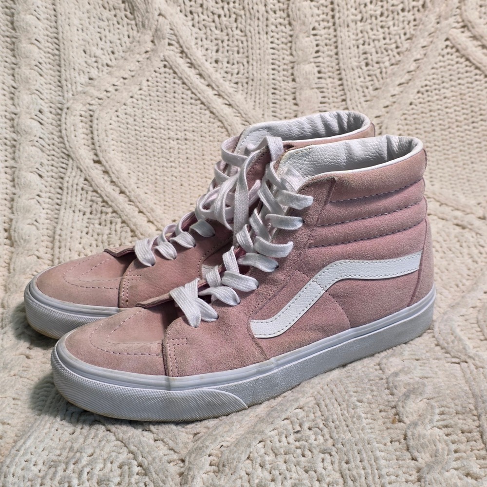 Vans Sk8-Hi Rose Cloud Pink Suede High Top‎ Sneakers Womens 9 Mens 7.5